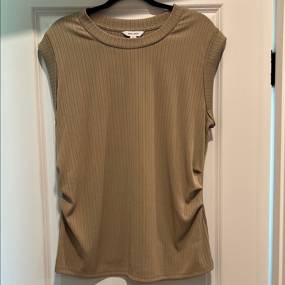 Nine West Ribbed Beige Muscle Tee - Picture 1 of 3